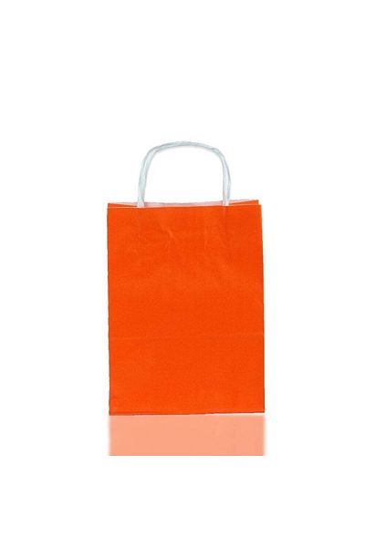 AKOLİFE Marteniçka Detailed Orange Color Kraft Twist Handle Gift Bag / Bag 5 Pieces