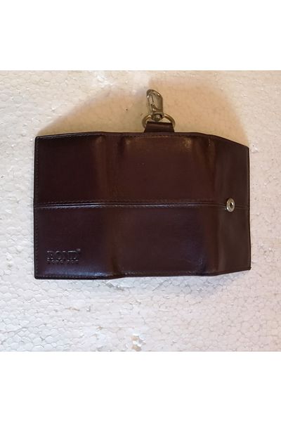 Bond Unisex Genuine Leather Claret Red 3 Hidden Compartments 6 Silver Hook Belt Strap Keychain