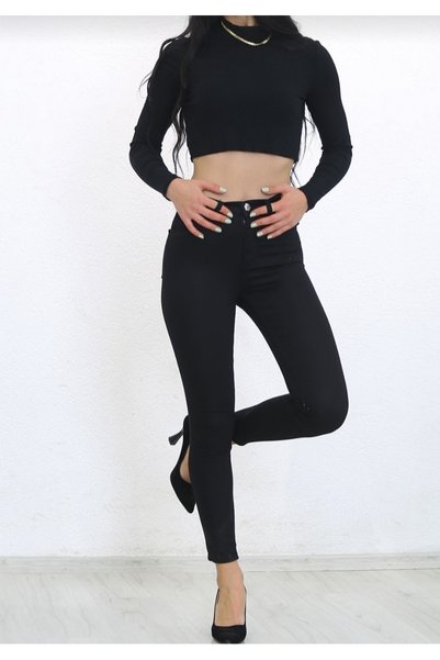 LAMİRA Women's Skinny High Waist Lycra Stretchy Denim Pants Jean Black