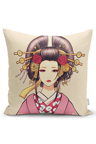 Realhomes Dvostrana navlaka za jastuk sa motivom nevine japanske devojke, mod...