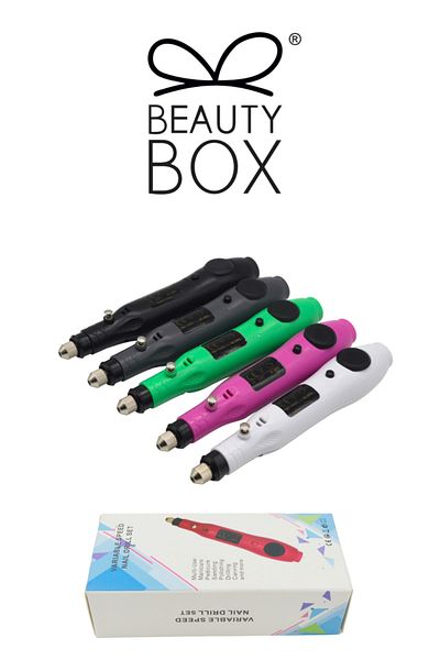 BEAUTY BOX COSMETIC مجموعة آلة ملف الأظافر الجديدة مع USB بتصميم متميز لفن الأظافر باللون الرمادي
