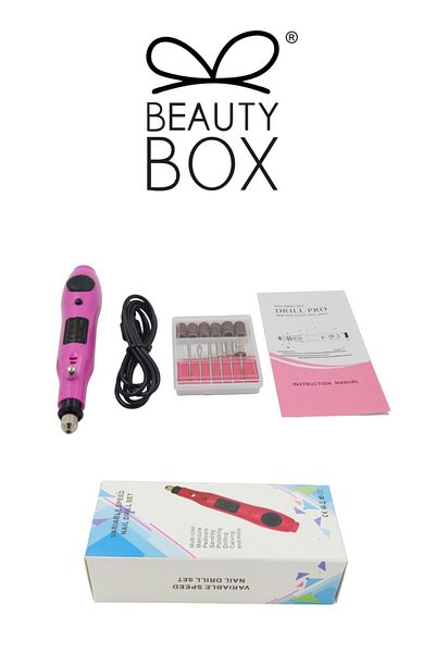 Beauty Box مجموعة آلة ملف الأظافر اتجاه جديد تصميم متفوق مع USB مسمار مثقاب مسمار الفن اللون الوردي