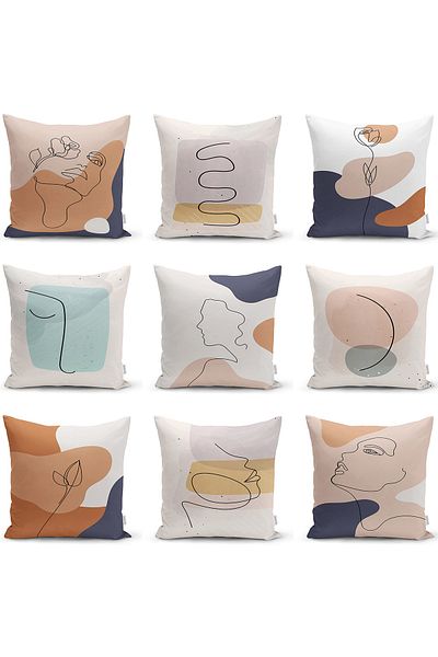 Realhomes Siluetă pastel cu două fețe cu desen Onedraw pe podea Husă de pernă tricotată Raschel