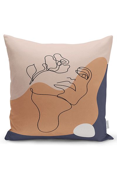 Realhomes Siluetă pastel cu două fețe cu desen Onedraw pe podea Husă de pernă tricotată Raschel