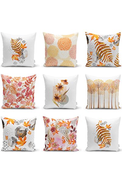 Realhomes Çift Taraflı Soyut Çiçek Yaprakları Figürlü Dijital Baskılı Modern ...