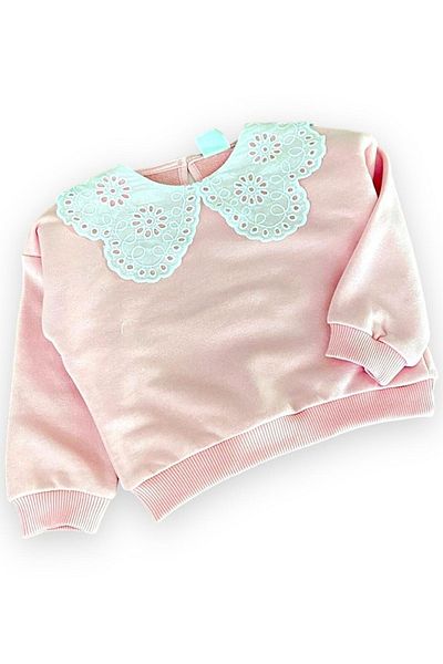 Pink Hippo Kids Hanorac pentru fetiță cu detaliu din dantelă pe guler