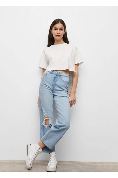 Mango Teen Декоративна рвана джинса прямого крою