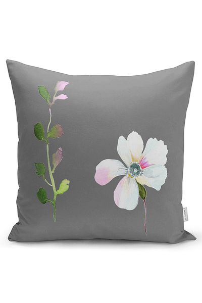 Realhomes Cu două fețe, fundal gri, design floral, imprimat digital, modern, tricotat Raschel, husă de pernă.