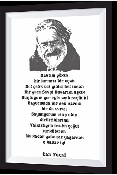 Hayat Poster Can Yücel Şiiri Sanatsal Çerçeveli Retro Ahşap Tablo