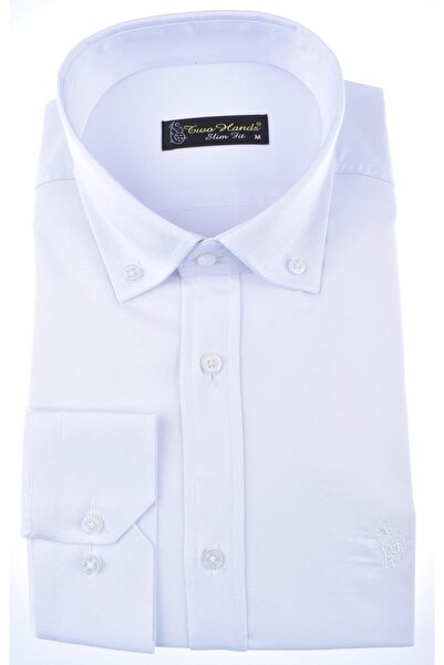 TWO HANDS -collar Buttoned Elastin Slimfit Shirt/white/xl