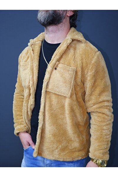 S&R FASHION Λούτρινο χειμωνιάτικο μπουφάν με κουμπιά