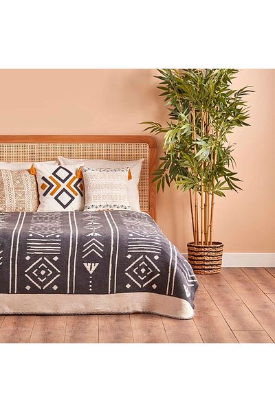 Bella Maison Anchal Cotton Single Blanket Anthracite (150X200 cm)