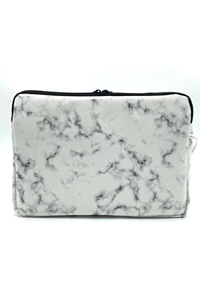 Differ Studio حقيبة كمبيوتر محمول/ماك بوك/نوت بوك/حقيبة/حقيبة بيضاء منقوشة بالرخام مقاس 15.6 بوصة