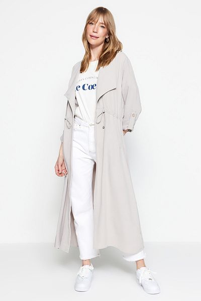 Trendyol Modest Cap & Abaya - Gray - Basic