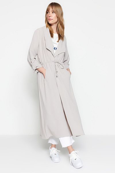 Trendyol Modest Cap & Abaya - Gray - Basic