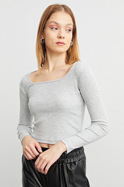 modavingo Body pentru femei, gri cu gât pătrat