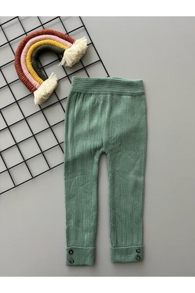 TİNY CLOTHES Button Detailed Ribbed Baby Knitwear Leggings
