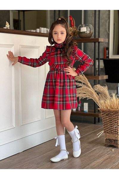 BESVİKA KİDS Rochie roșie în carouri