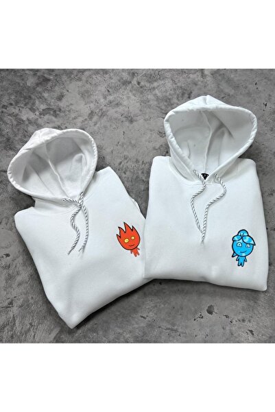 Be Original με κουκούλα Φούτερ Partner Lover Couple Combinations 3 Thread Water And Fire με τύπωμα