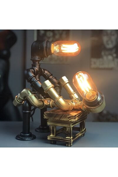 Rustik Atölye Asma Kilit Masa/gece Lambası