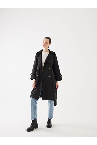 Juste Studio Чорна вітровка Детальний тренчкот