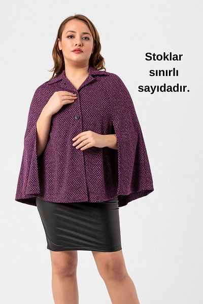 Laranor Pelerina și poncho cu design special pentru guler de cămașă de mărime mare violet