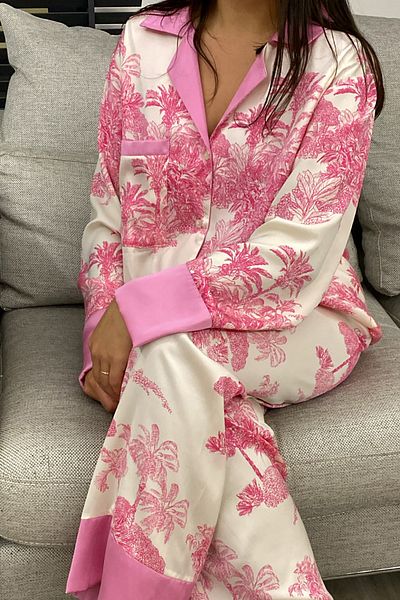 Mita Concept Cotton Satin Shirt Pajama Set