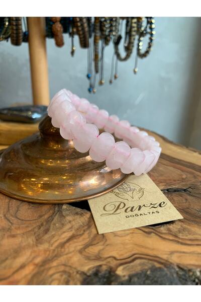 parze doğaltaş Pembe Kuvars Rolex Kesim Bileklik