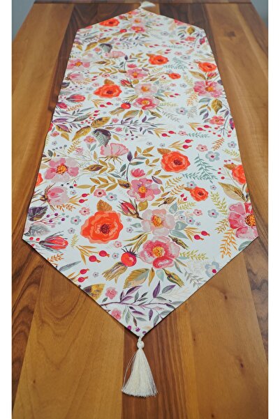 Viemso Pomegranate Flower Patterned Special Design Runner, Set of 6 Saucers