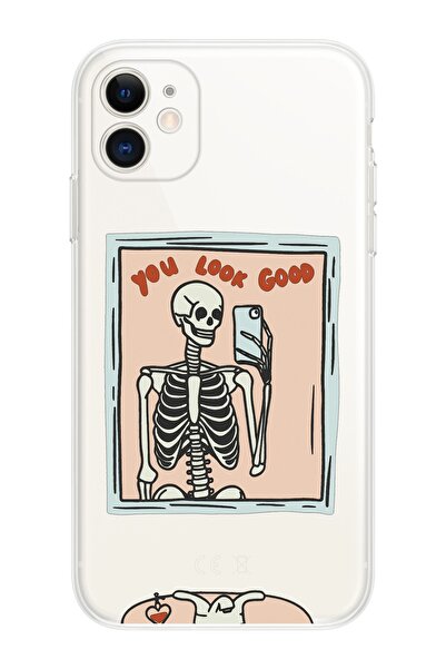 FocusCover حافظة هاتف شفافة متوافقة مع هاتف Iphone 11 تبدو جيدة بتصميم هيكل عظمي