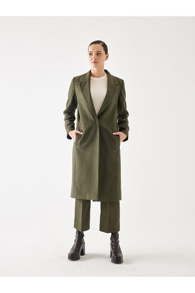 Juste Studio Khaki Single Button Detailed Stash Coat