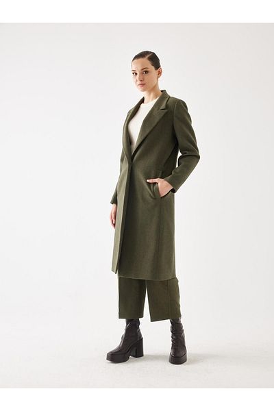 Juste Studio Khaki Single Button Detailed Stash Coat