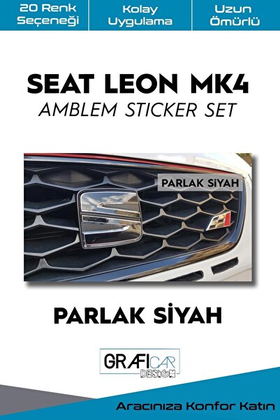 GRAFİCAR Seat Leon Mk4 Emblem Covering Sticker Set / after 2020 / Glossy Black