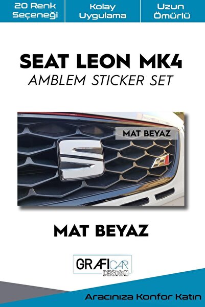 GRAFİCAR سيات ليون Mk4 - مجموعة ملصقات طلاء الشعار بعد 2020، أبيض مطفي