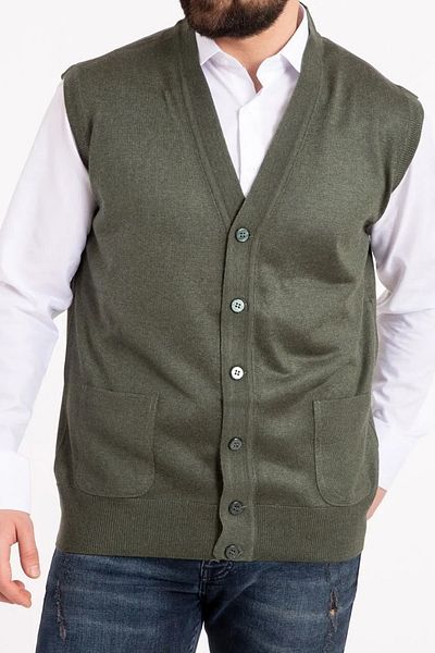 Gradyan Khaki Green Men's Wool Knitted Thin Knitwear Vest