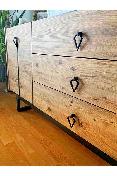 ARON (5 PCS) Hayal Big Triangle Pendulum Matte Black Button Handle Furniture Nightstand Dresser Console Kitchen Cover.