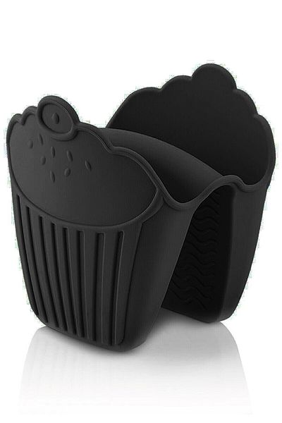 Amentes Silicone Oven Mitts Heat Insulated Non-Slip Microwave Oven Pot Tray Black