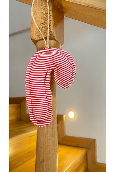 White Alamode Christmas Tree Red White Cane Ornament