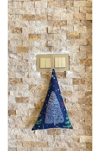 White Alamode Blue Pine Tree Patterned Christmas Pine Tree Shaped Accessory