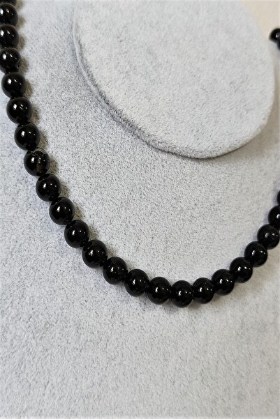 badeaccessories Sertifikalı 8 Mm Siyah Turmalin Doğaltaş Kolye