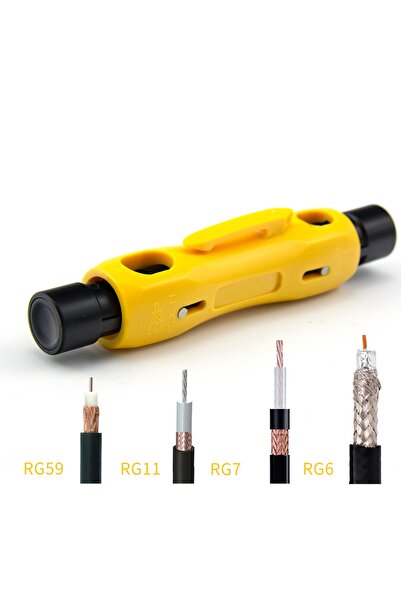 Derwell Koaksiyel Kablo Soyucu Rg-59 Rg-6 Rg-6q Rg-7 Rg-11 Için Çift Uçlu Koaks Kablo Sıyırma Tel Kesici