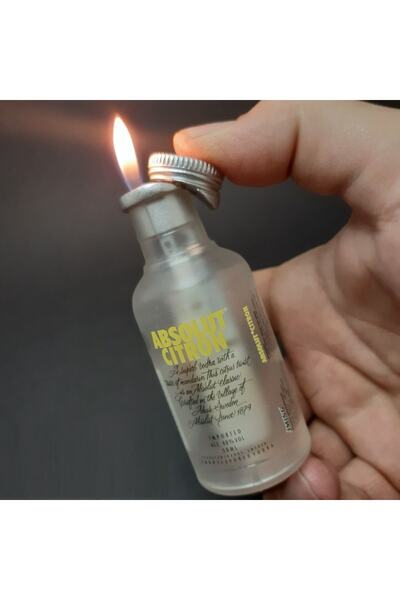 farist Absolut Şişesi Şeklinde Bütan Gazlı Alevli Çakmak Hediyelik Fantezi Ca...