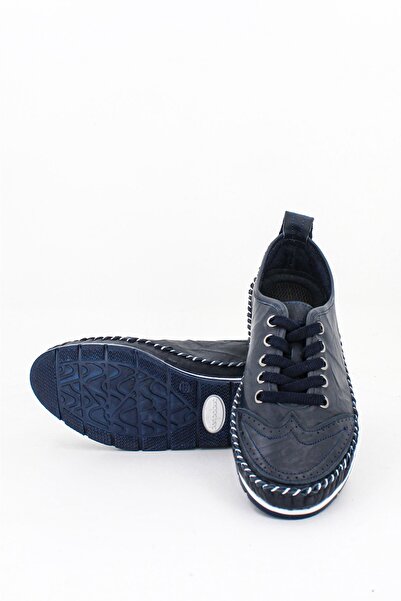 Deripabuc Genuine Leather Navy Blue Women's Leather Casual Dp16-0062