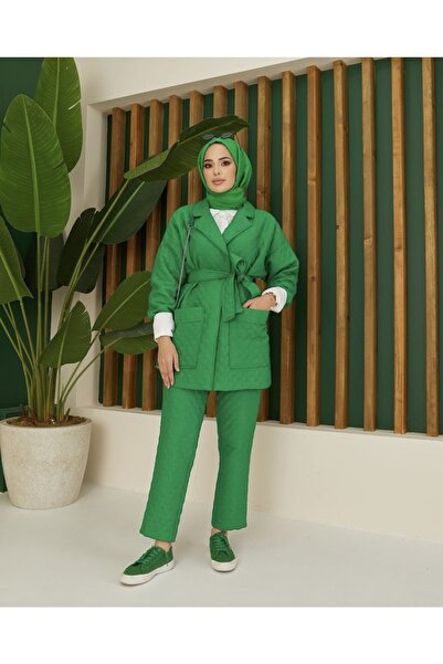 Melissa Kadın Yeşil Kapitone Ceket Takım