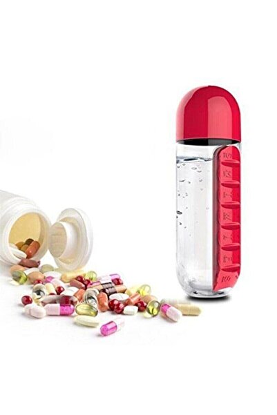 Dalian Home Renkli Ilaç Kutulu Matara Suluk 600 Ml Dahili 7 Günlük Ilaç Organ...