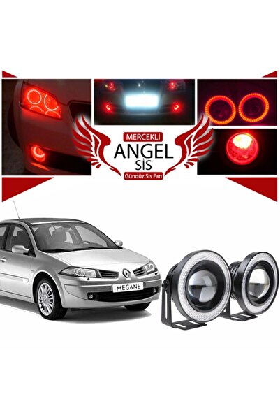 STS Oto Aksesuar Renault Megane 2 Uyumlu, Universal Mercekli Led Angel Sis Farı, 76mm Kırmızı Renk