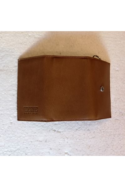 Bond Unisex Genuine Leather Burnt Camel Keychain with 3 Hidden Compartments and 6 Silver Hooks