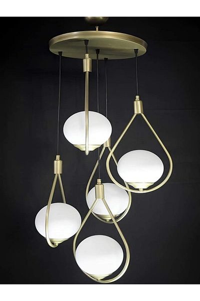 OSC HOME 5-Piece Antique Painted Chandelier with White Glass