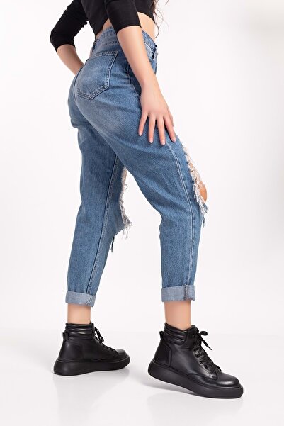 Gondol Içi Dışı Hakiki Deri Anatomik Taban Bot Gap.15501 - Siyah - 37