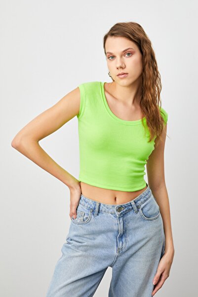 modavingo قميص داخلي نسائي بأكمام يابانية باللون الأخضر الفلوري